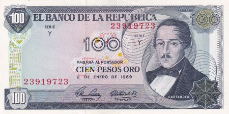 Colombie 100 Pesos oro, Santander - Capitol  - 02-01-1969 - Série Y