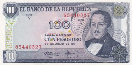 Colombie 100 Pesos oro, Santander - Capitol  - 20-07-1971 - Série Y
