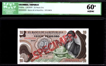 Colombie 20 Pesos de Oro de Oro, F. J. de Caldas - 1979 - ICG AU/UNC60