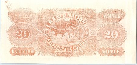 Colombie 20 Pesos Vieil homme - Mules et montagnes - 1900