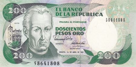 Colombie 200 Pesos oro, J. C. Mutis - Observatoire national - 1991