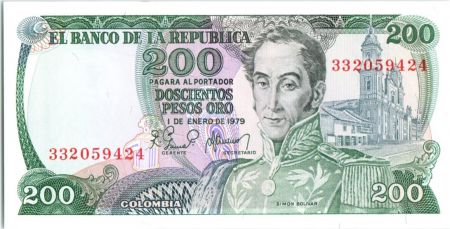 Colombie 200 Pesos Simon Bolivar - Récolte du café - 1979