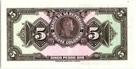 Colombie 5 Pesos Oro, Gal Cordoba - 1940 - SPL