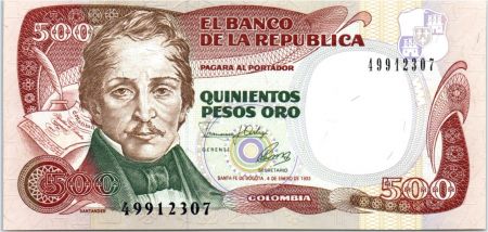 Colombie 500 Pesos Général Francisco de Paula Santander - Terrase - 1993