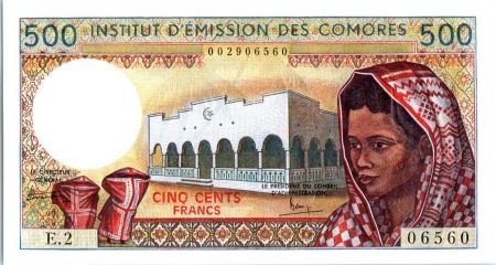 Comores 500 Francs Femme - Batiment - 1976