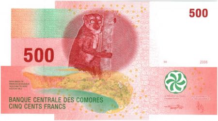 Comores 500 Francs Lémurien - Fleurs 2006
