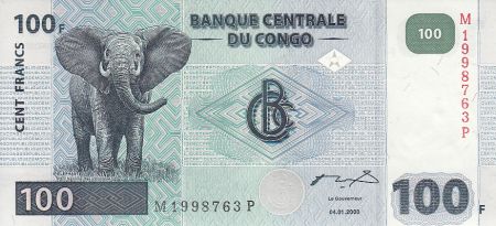 Congo (RDC) 100 Francs - Eléphant - Barrage - HdMZ - 2000