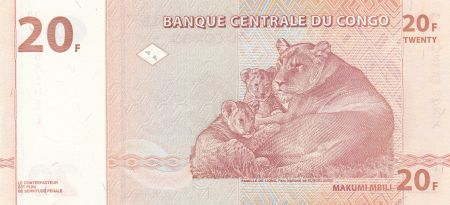 Congo (RDC) 20 Francs 1997 - Lions - HdM