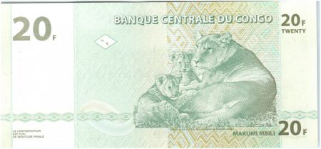 Congo (RDC) 20 Francs 2003 - Lions - HdM