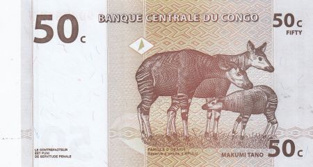 Congo (RDC) 50 Centimes - Okapis - 1997