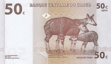 Congo (RDC) 50 Centimes 1997 - Okapis