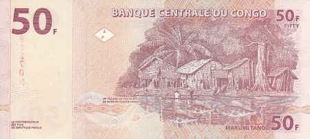 Congo (RDC) 50 Francs - 2000 - Masque Tshokwé Mwana Pwo - Village - HDM