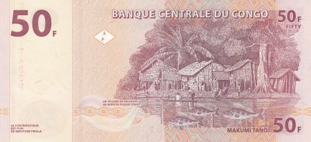 Congo (RDC) 50 Francs 2007 - Masque, Village - G&D