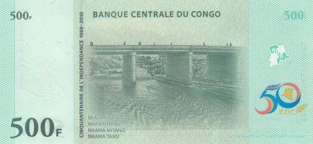 Congo (RDC) 500 Francs 2010 -  Port, pont  - 50ème Ann de l\'indépendance