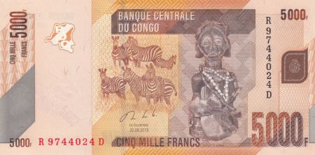 Congo (RDC) 5000 Francs Statue - Zébres - 2013