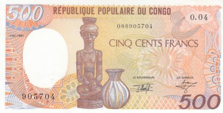 Congo 500 Francs 1991 - Statue, Poterie - Série O.04