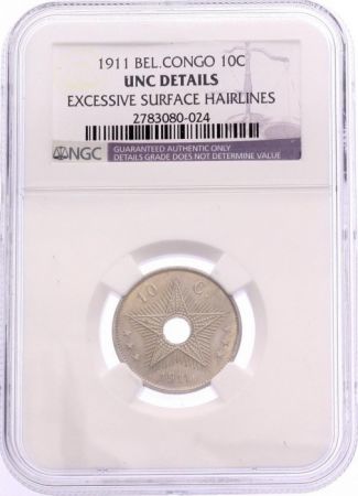 Congo Belge 10 Cents Etoile 1911