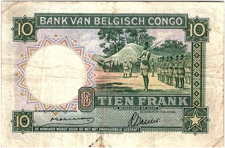 Congo Belge 10 Francs Danseurs Watusi - 1941