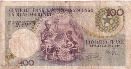 Congo Belge 100 Francs - Léopold II - 01-06-1955 - Série E - P.33a