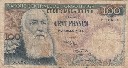 Congo Belge 100 Francs Leopold II - 01-08-56 - Série P