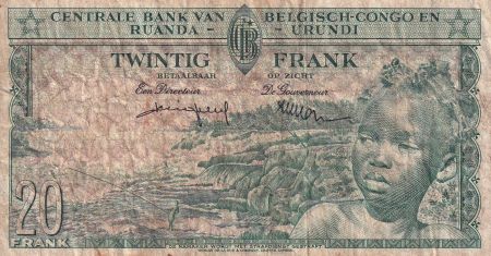 Congo Belge 20 Francs - Jeune Garçon -  Barrage - 1957 - TB - P.31