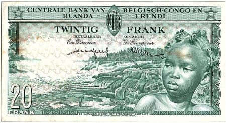 Congo Belge 20 Francs Jeune Garçon, Barrage - 1956