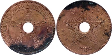 Congo Belge 5 Centimes, Léopold II - Monogramme - 1888/7