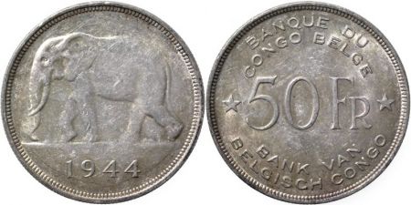 Congo Belge 50 Francs Eléphant 1944 - Argent