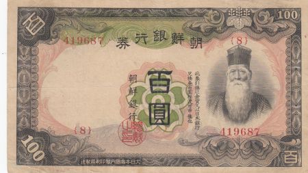 Corée 100 Yen Homme barbu - ND (1938) - Bloc 8