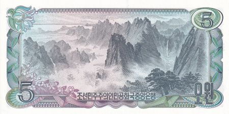 Corée du Nord 5 won - Ouvrier, Paysanne - Mont Gumgang - 1978 - NEUF - P.19a
