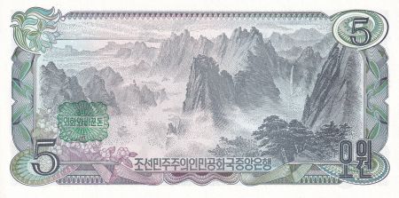 Corée du Nord 5 won - Ouvrier, Paysanne - Mont Gumgang - 1978 - NEUF - P.19b