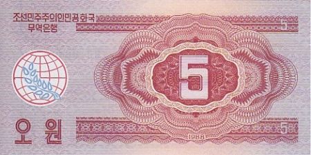 Corée du Nord 5 won Temple
