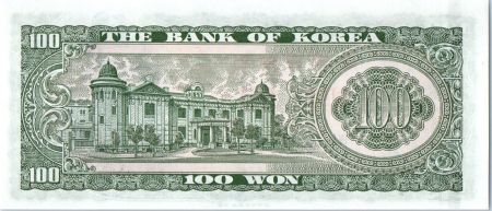 Corée du Sud 100 Won - Roi Sejong le Grand - Palais - 1965