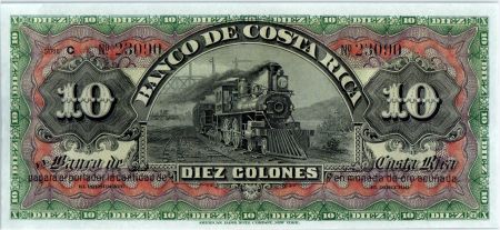 Costa Rica 10 Colones Train - Banque - 1908