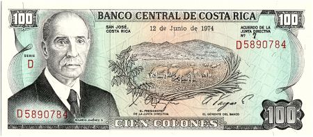 Costa Rica 100 Colones, Ricardo Jimenez O - 1974