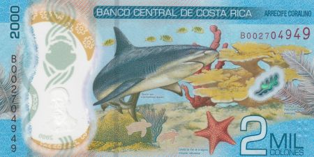 Costa Rica 2000 Colones - Mauro Fernandez Acuna - Requin - 2018 (2020) - Polymer