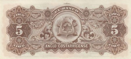 Costa Rica 5 Colones - J.M. Fernandez - Armoiries - 1917