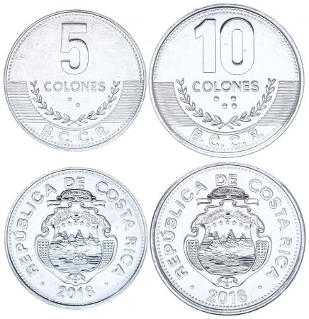 Costa Rica Série 2 monnaies - 5 et 10 Colones 2016 - FDC