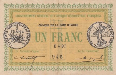 Côte d\'Ivoire 1 Franc 1917 - Afrique Occidentale Française - Série E-97