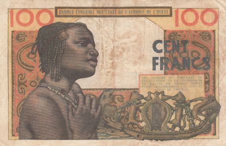 Côte d\'Ivoire 100 Francs, masque  1965  - Côte d\'ivoire - Série Q.268 A - TTB -P.101 Ag