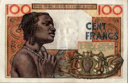 Côte d\'Ivoire 100 Francs, masque  20-03-1961 - Côte d\'ivoire - Série S.90 A - SUP -P.101 Aa