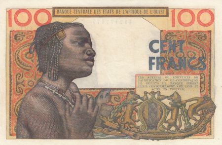 Côte d\'Ivoire 100 Francs masque 1961 litho - Côte d\'ivoire - Série X.181