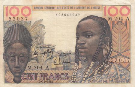 Côte d\'Ivoire 100 Francs masque 1964 - Côte d\'ivoire - Série M.204