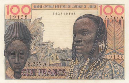 Côte d\'Ivoire 100 Francs masque 1965 - Côte d\'ivoire - Série Z.265