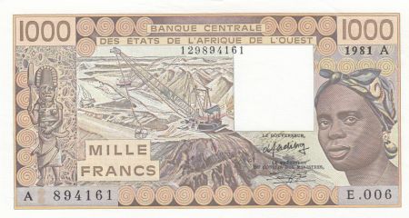 Côte d\'Ivoire 1000 Francs femme 1981 - Côte d\'Ivoire - Série E.006