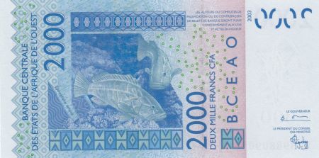 Côte d\'Ivoire 2000 Francs transports 2003 - Côte d\'ivoire