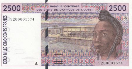 Côte d\'Ivoire 2500 Francs 1992 femme - Côte d\'ivoire