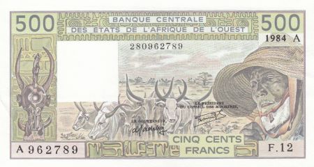 Côte d\'Ivoire 500 Francs zébus 1984 - Côte d\'ivoire - Série F.12