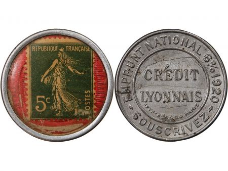 CREDIT LYONNAIS - MONNAIE-TIMBRE DE 5 CENTIMES 1920