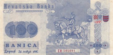 Croatie 100 banica - Billet de propagande - 1990 - Série CR